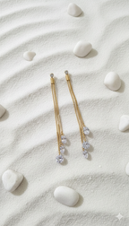 Dazzling CZ Dangle Chain Earrings - ORYX TREND EaringStep into the spotlight with these exquisite Dazzling CZ Dangle Chain Earrings. Featuring three cascading gold chains that end with brilliant, faceted Cubic Zirconia (CZ) stones, these long drop earrings add movement and sparkle to any look. The tassel design is lightweight and glamorous, perfect for weddings, parties, or special evenings. Style: Drop, Dangle, Tassel, Elegant, GlamourDefault Title#