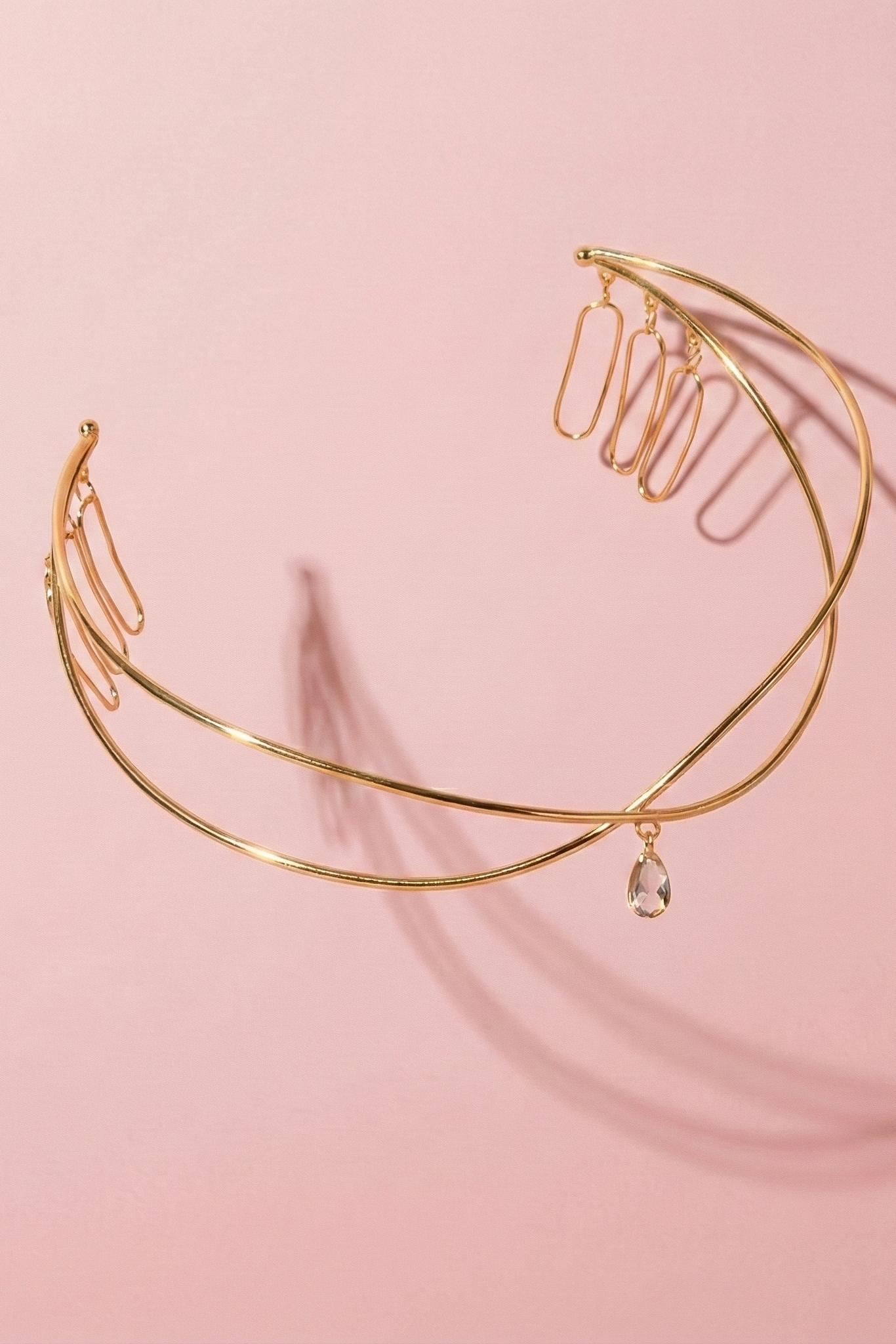 Double Strand Gold Hair Chain with Teardrop Hair Halos.