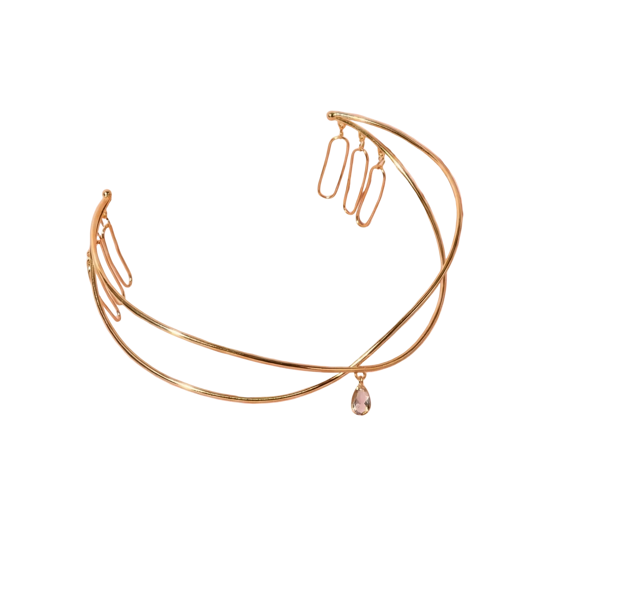 Gold necklace with a pendant on a white background