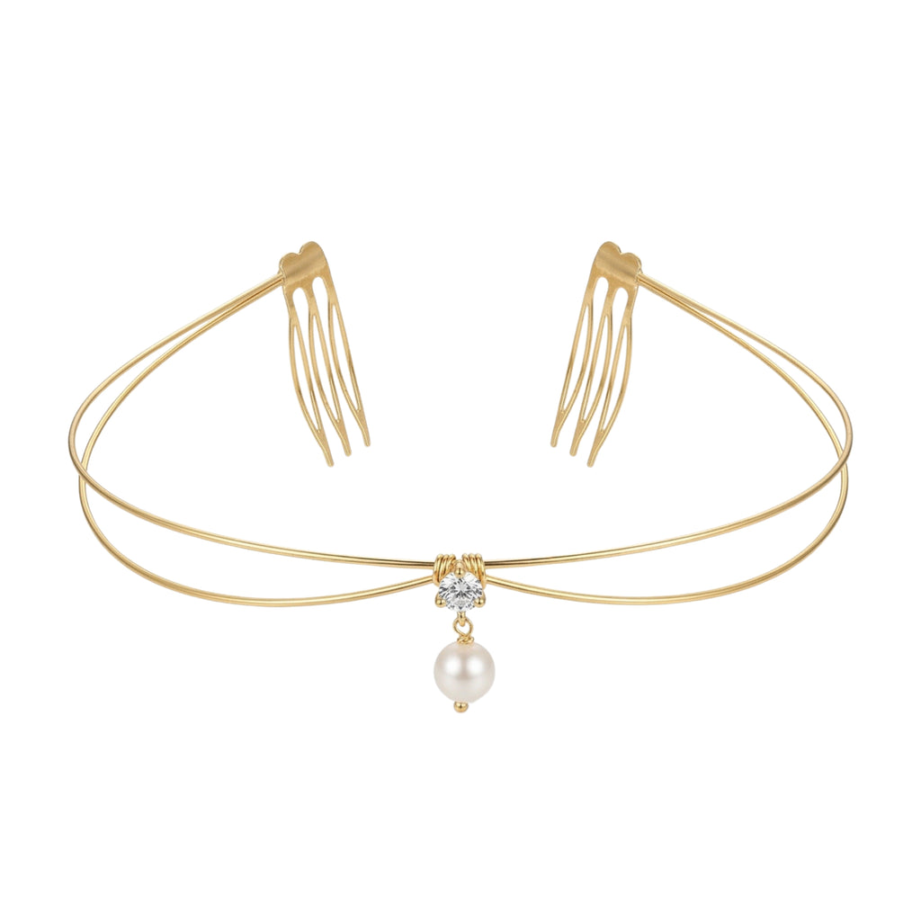 Double Strand Gold Hair Chain with Teardrop Hair Halos.