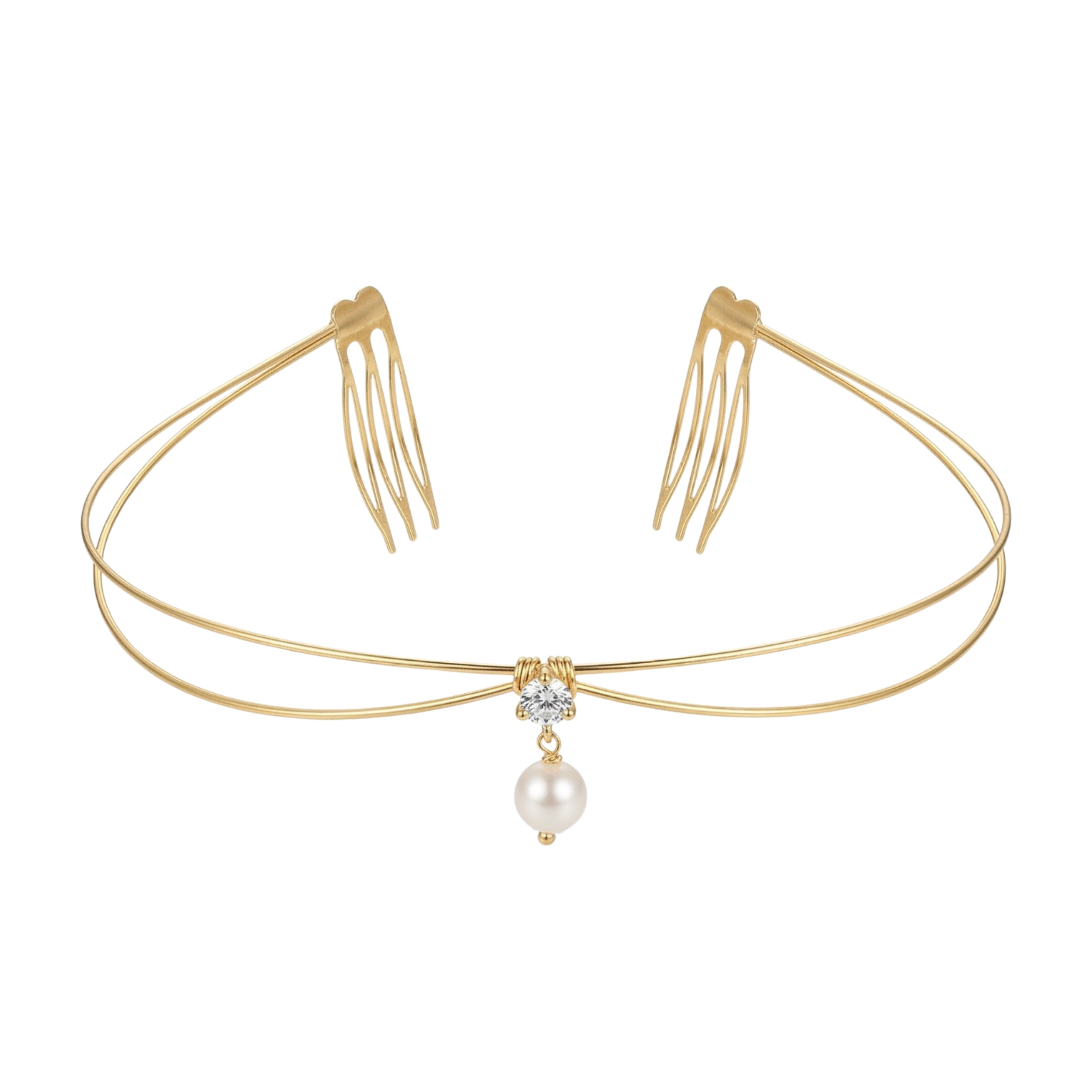 Double Strand Gold Hair Chain with Teardrop Hair Halos.