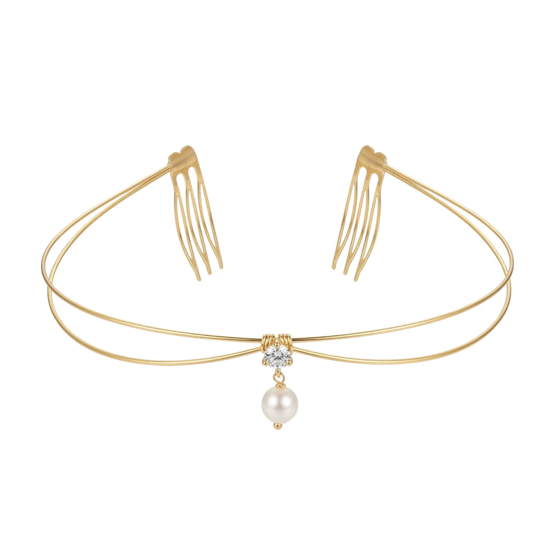 Double Strand Gold Hair Chain with Teardrop Hair Halos.