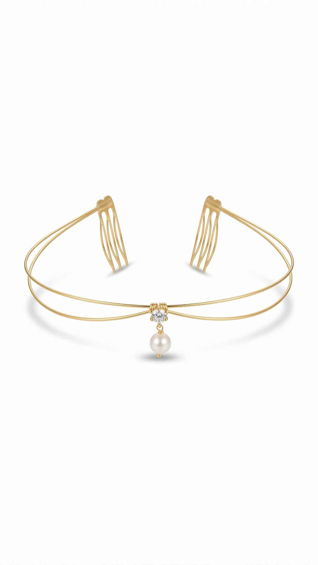 Double Strand Gold Hair Chain with Teardrop Hair Halos.