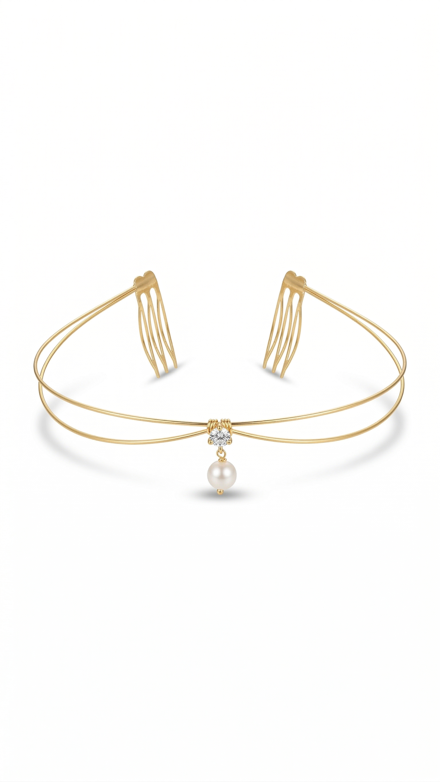 Double Strand Gold Hair Chain with Teardrop Hair Halos.