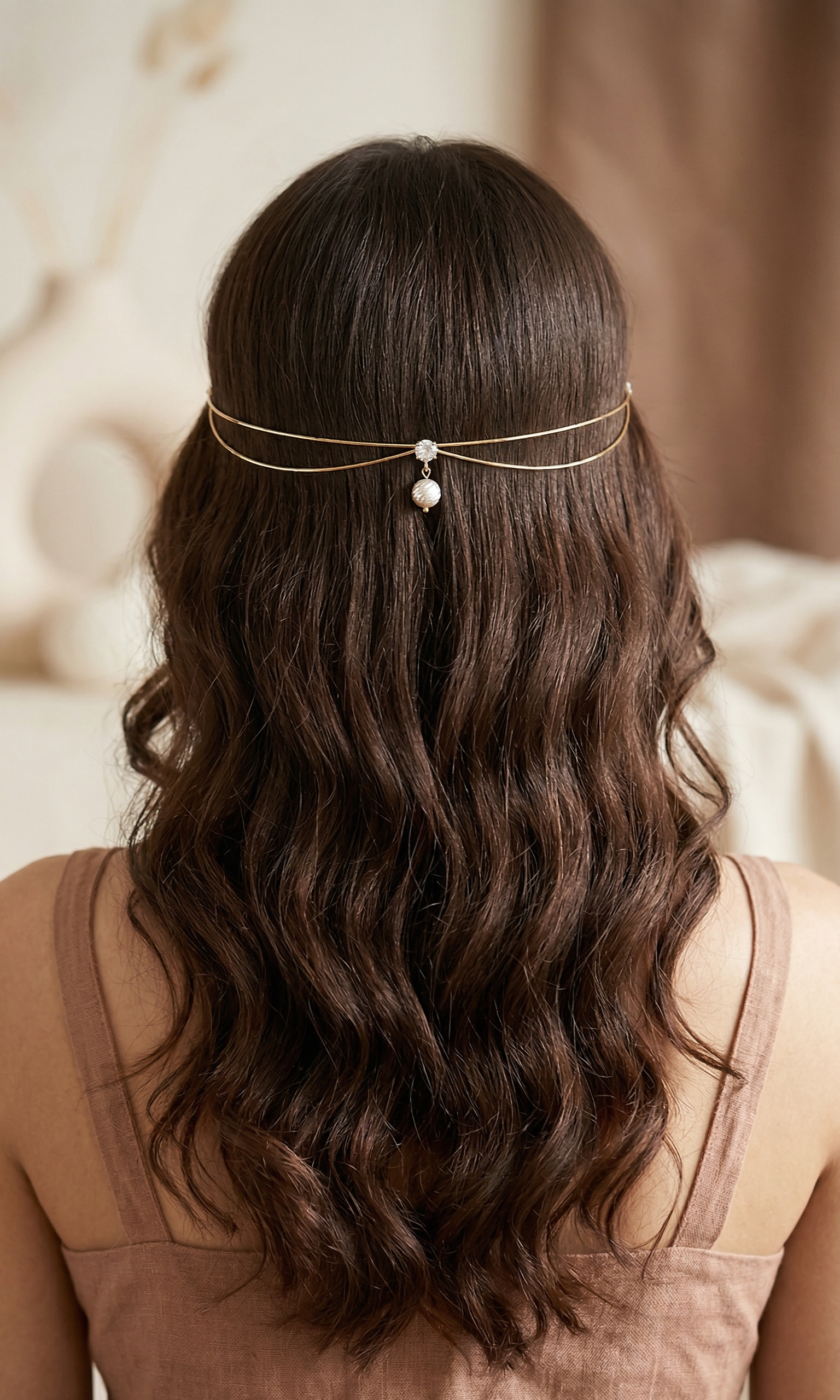Double Strand Gold Hair Chain with Teardrop Hair Halos.