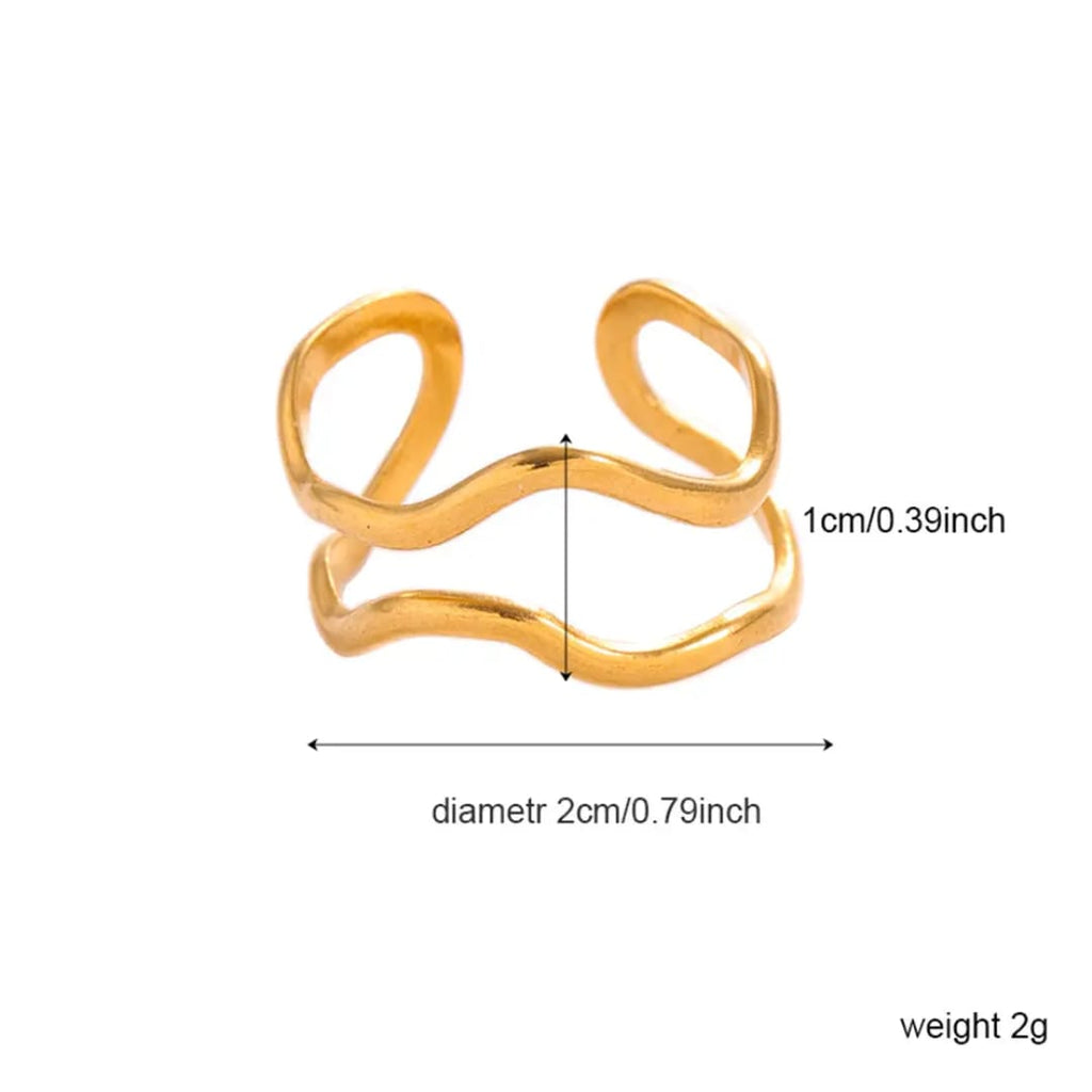 Double Wave Gold Ring - ORYX TREND RingA chic, open-style ring featuring two parallel wavy bands. This fluid design creates a stylish layered look with just one piece, perfect for everyday elegance.Default Title#
