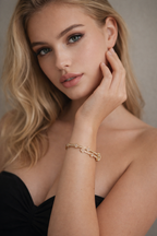 Elegant Demi-Fine Jewelry - Gold Clover Bracelet for Women