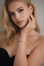 Elegant Demi-Fine Jewelry - Gold Clover Bracelet for Women