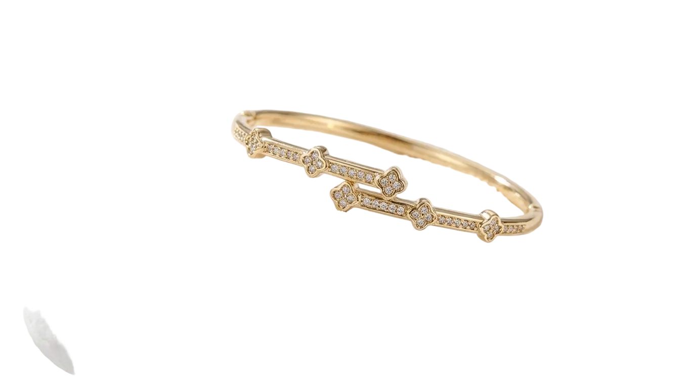 Elegant Demi-Fine Jewelry - Gold Clover Bracelet for Women
