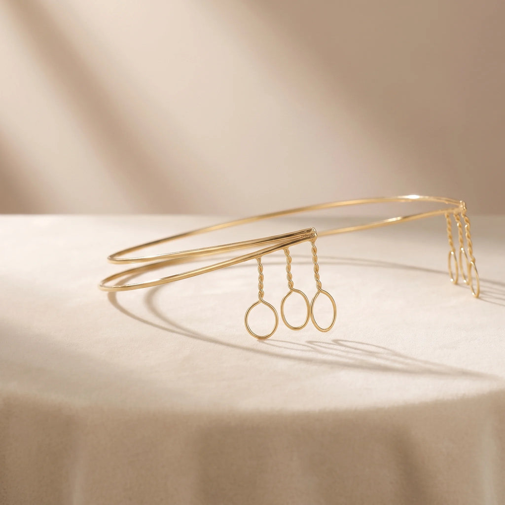 Elegant Double Strand Minimalist Gold Hair Halo