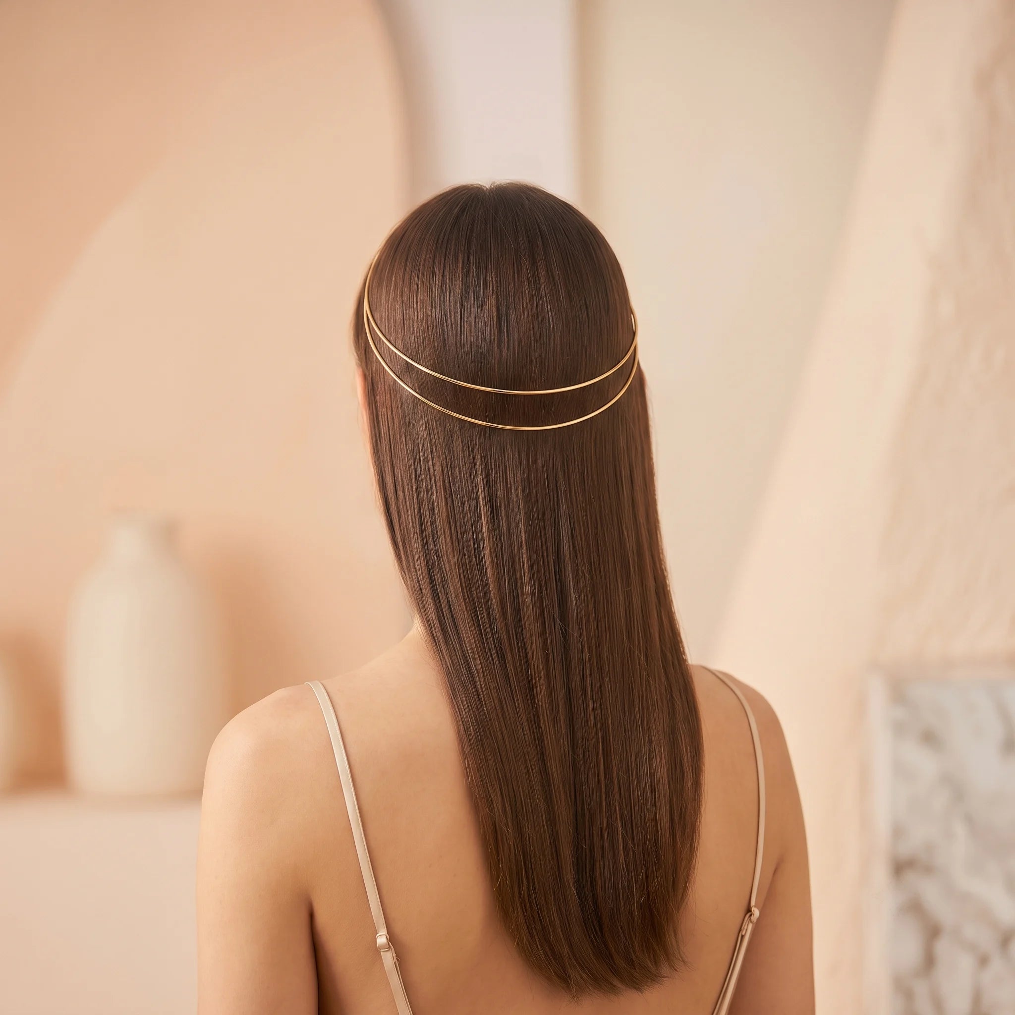 Elegant Double Strand Minimalist Gold Hair Halo