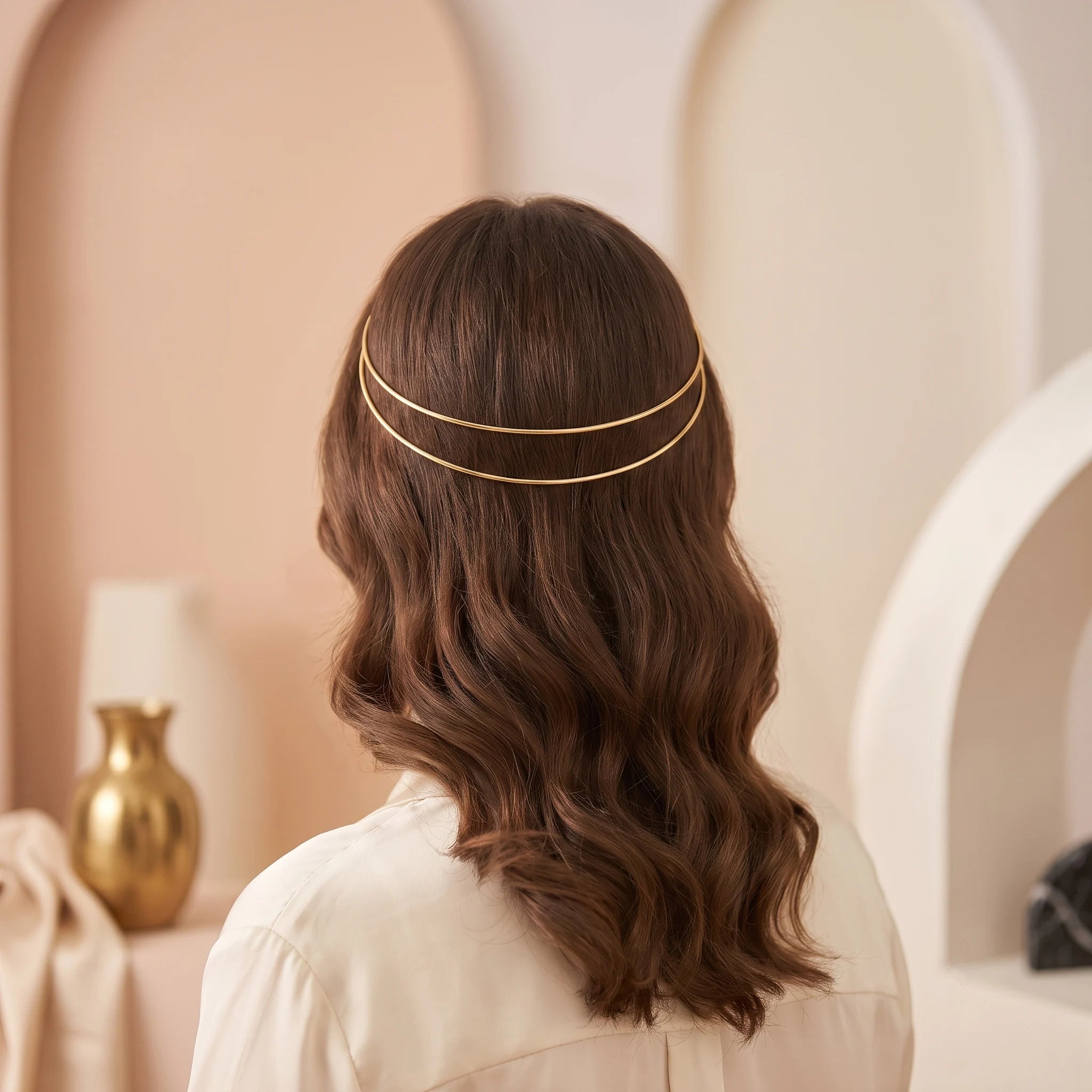Elegant Double Strand Minimalist Gold Hair Halo