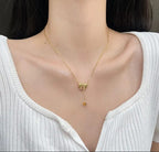 Elegant Gold Bow and Heart Pendant Necklace - ORYX TREND NecklaceFind your new go-to accessory with this beautiful gold bowknot necklace. The intricate bow detail leads to a suspended heart charm, creating a graceful, minimalist look. This piece is perfect for layering or wearing on its own for a subtle statement.Default Title#