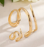 Elegant Gold Twist Bracelet & Ring Set