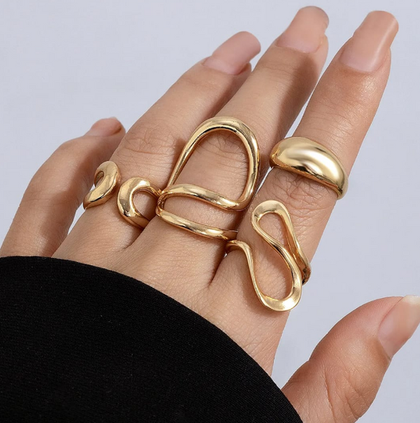 Fashion Combo of 4 Latest Gold Plated Statement Rings for Women and Girl - ORYX TREND RingDefault Title#