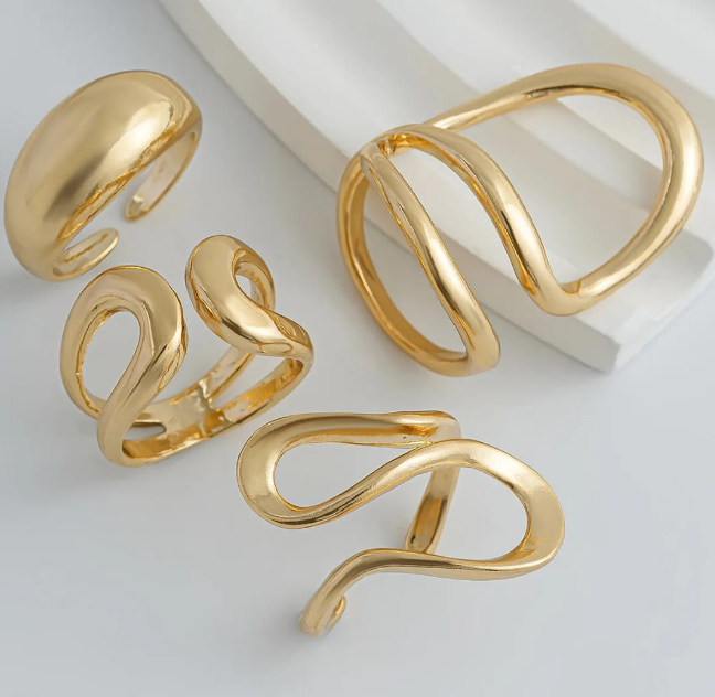 Fashion Combo of 4 Latest Gold Plated Statement Rings for Women and Girl - ORYX TREND RingDefault Title#