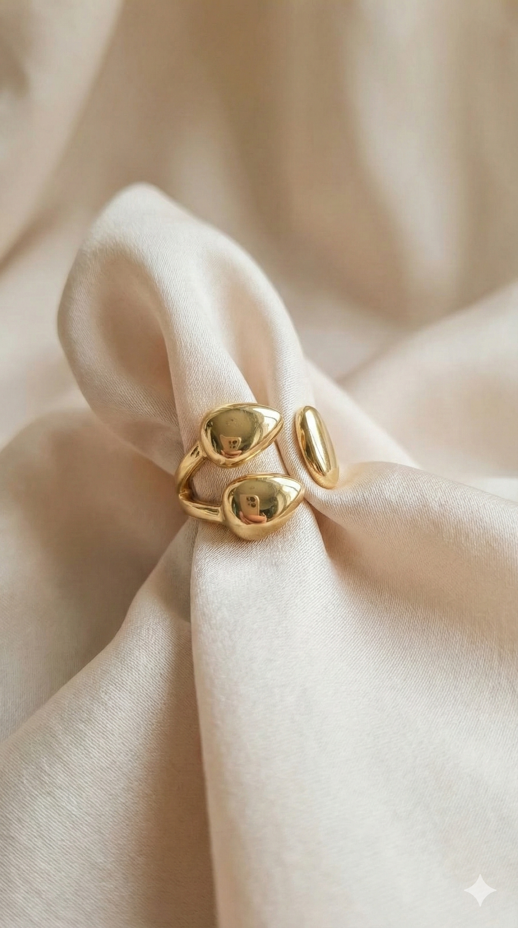 Fluid Gold Ring Duo Set - Adjustable Open & Nugget Rings