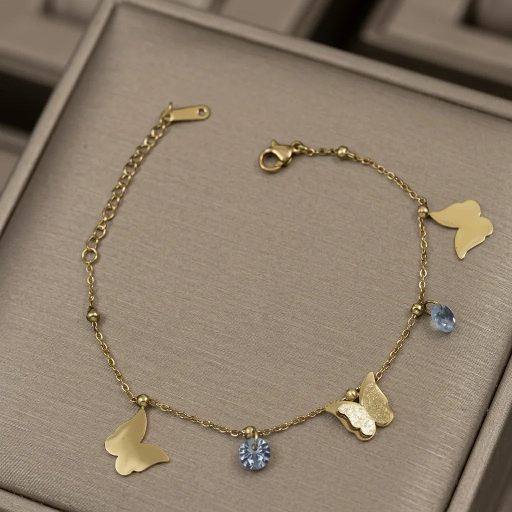 Fluttera Butterfly Charm Anklet | Crystal Butterfly Anklet for Women | Fashion Anklet