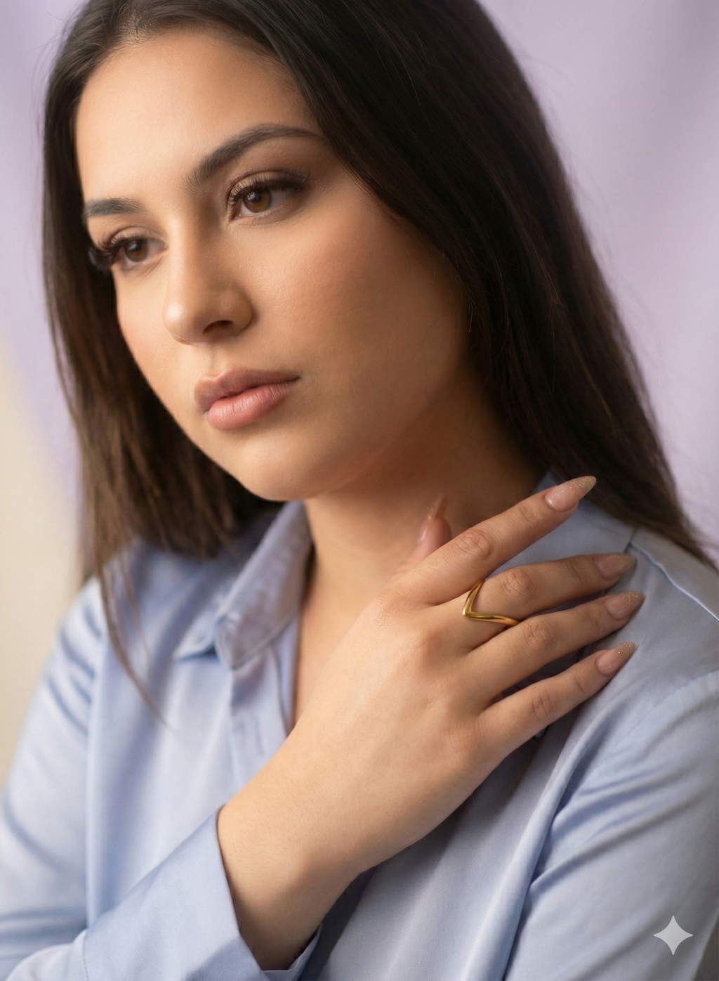 Gold Chevron V-Shape Ring - Minimalist Stacking Jewelry