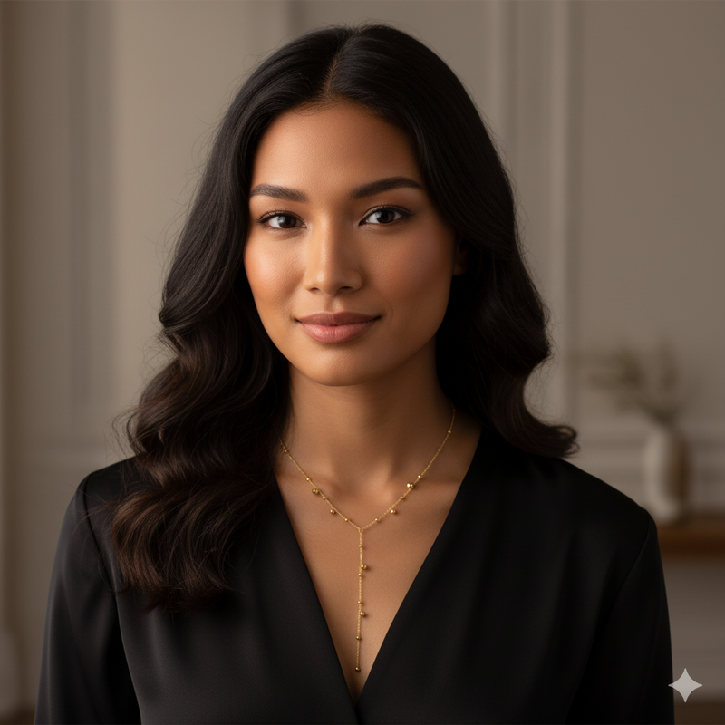 Dainty Gold Beaded Lariat Y-Necklace