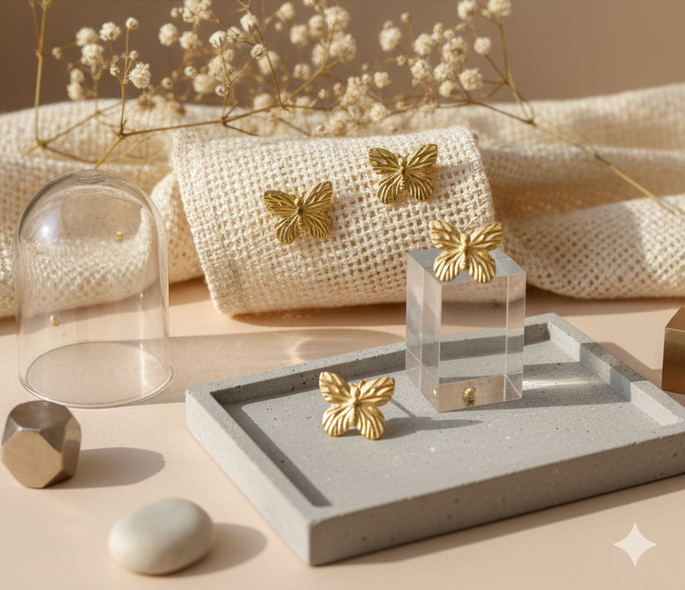 Tiny Gold Butterfly Stud Earrings