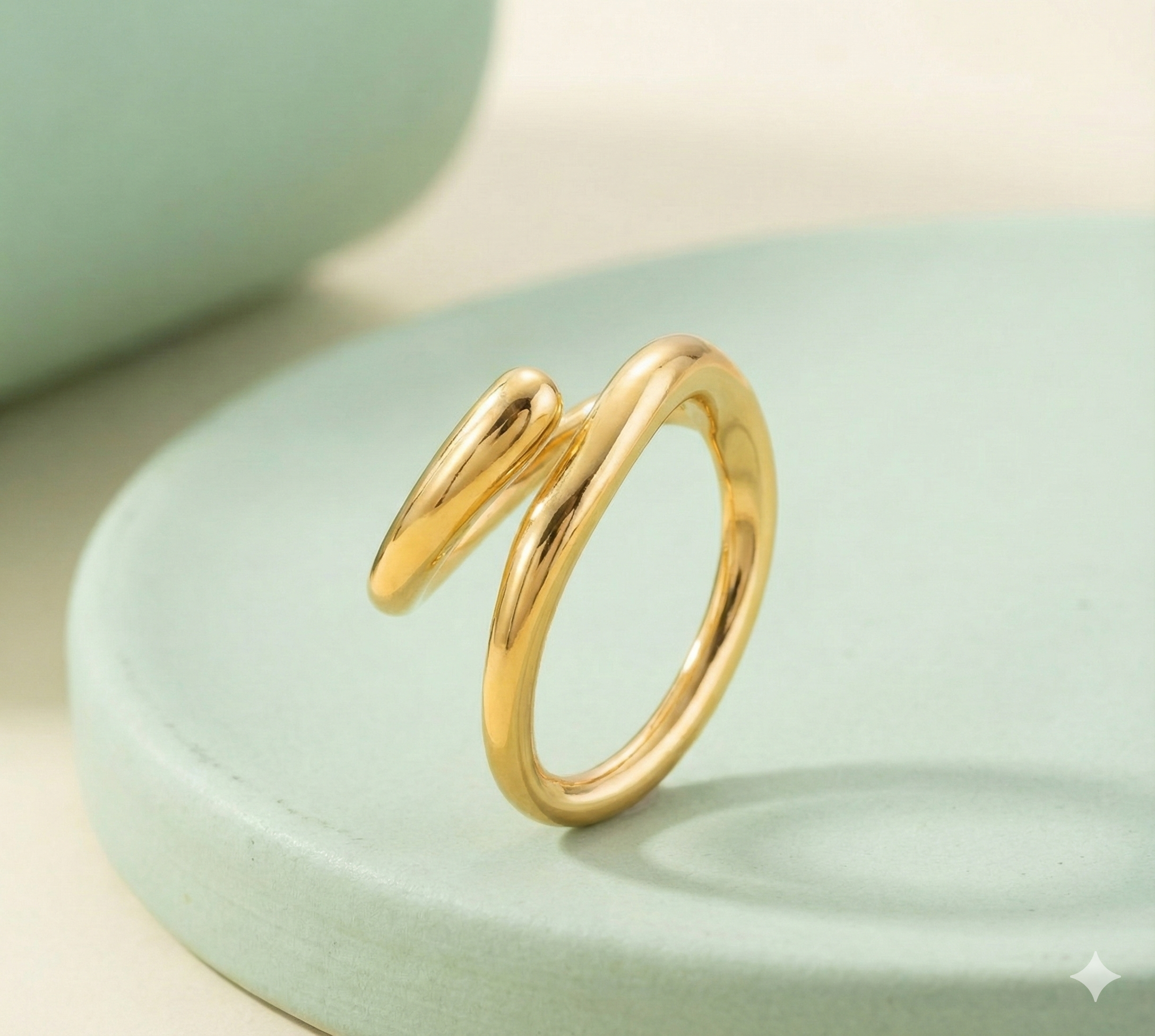 Bold Abstract Gold Loop Ring - Fluid Statement Jewelry