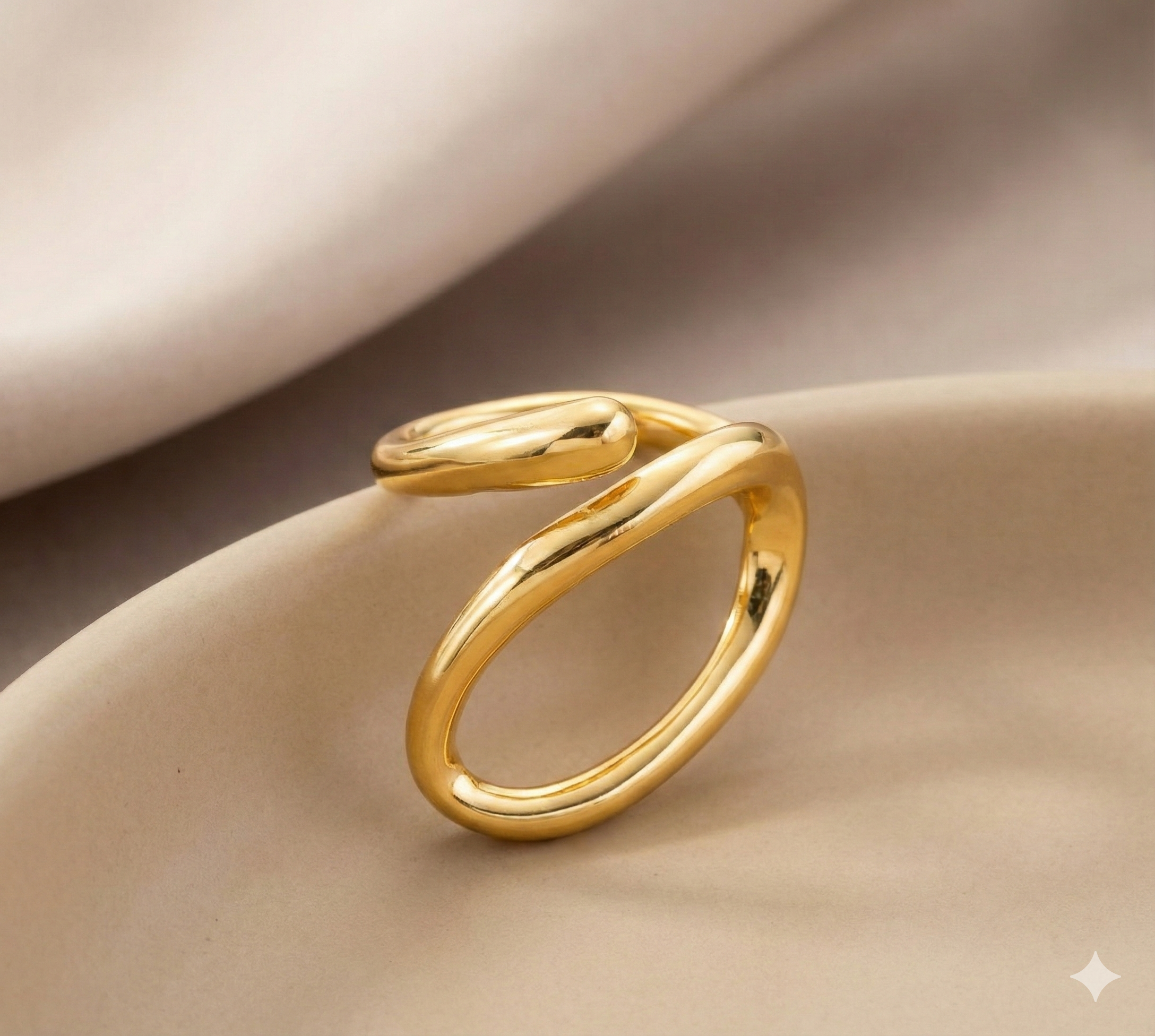 Bold Abstract Gold Loop Ring - Fluid Statement Jewelry