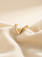 Gold Chevron V-Shape Ring - Minimalist Stacking Jewelry