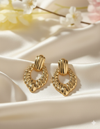 Statement Gold-Tone Croissant Textured Drop Earrings