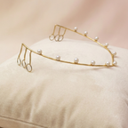 Gold V-Shaped Hair Halo with Pearl Embellishments - Elegant  Headpiece