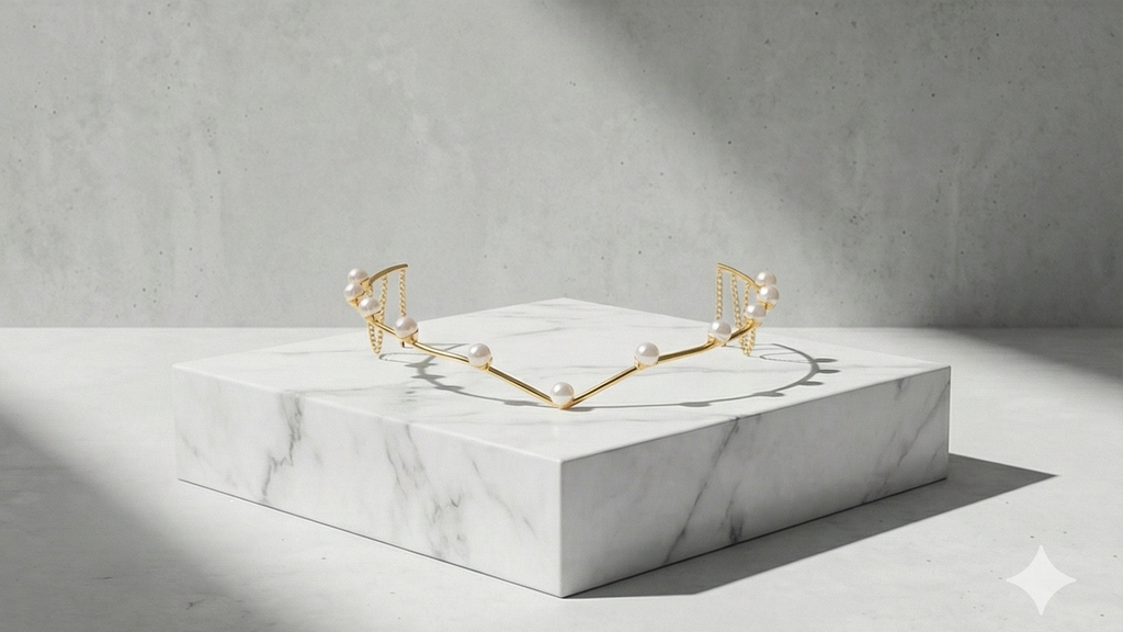 Gold V-Shaped Hair Halo with Pearl Embellishments - Elegant  Headpiece