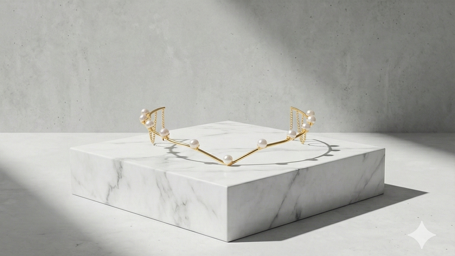 Gold V-Shaped Hair Halo with Pearl Embellishments - Elegant  Headpiece