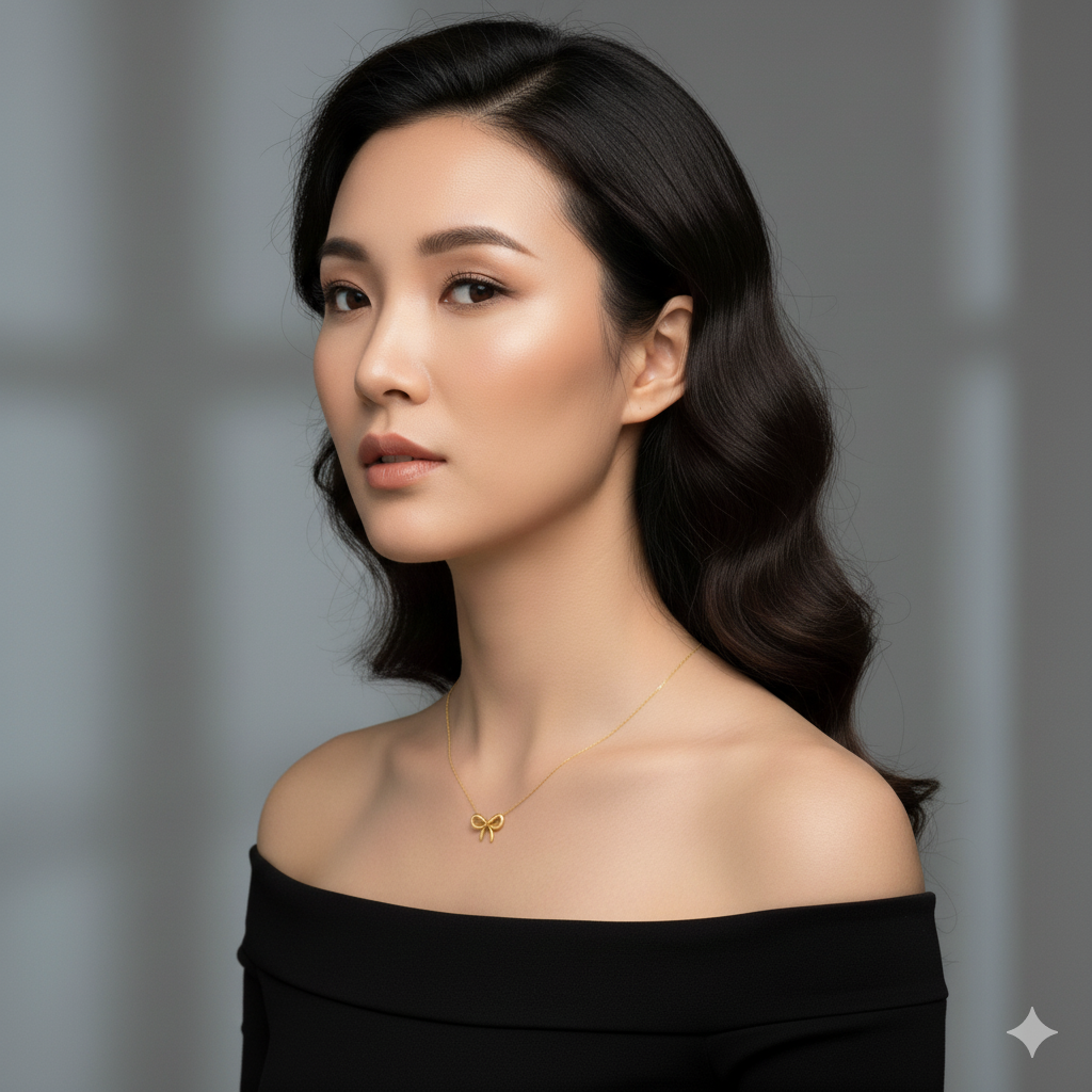 Elegant Gold Bow Pendant Necklace