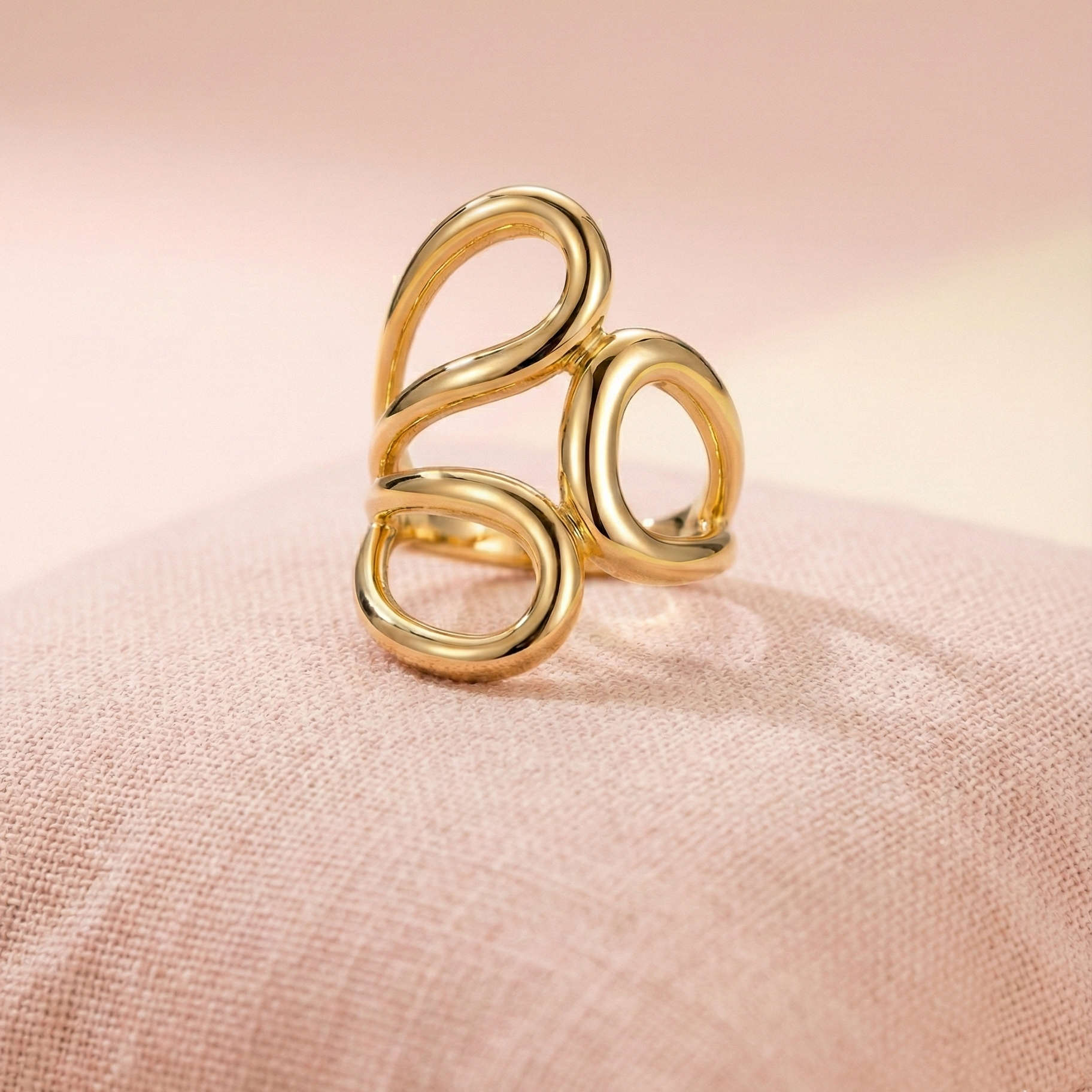 Gold Statement Knot Ring - Modern Minimalist Jewelry