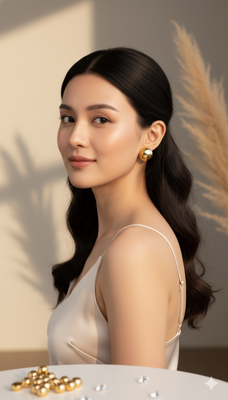 Chunky Polished Gold Dome Studs