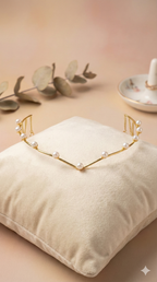 Gold V-Shaped Hair Halo with Pearl Embellishments - Elegant  Headpiece
