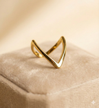 Gold Chevron V-Shape Ring - Minimalist Stacking Jewelry