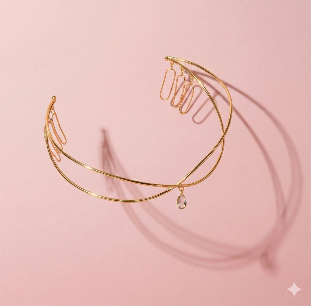 Double Strand Gold Hair Chain with Teardrop Hair Halos.