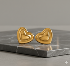 Bold Gold-Tone Stainless Steel Heart Stud Earrings
