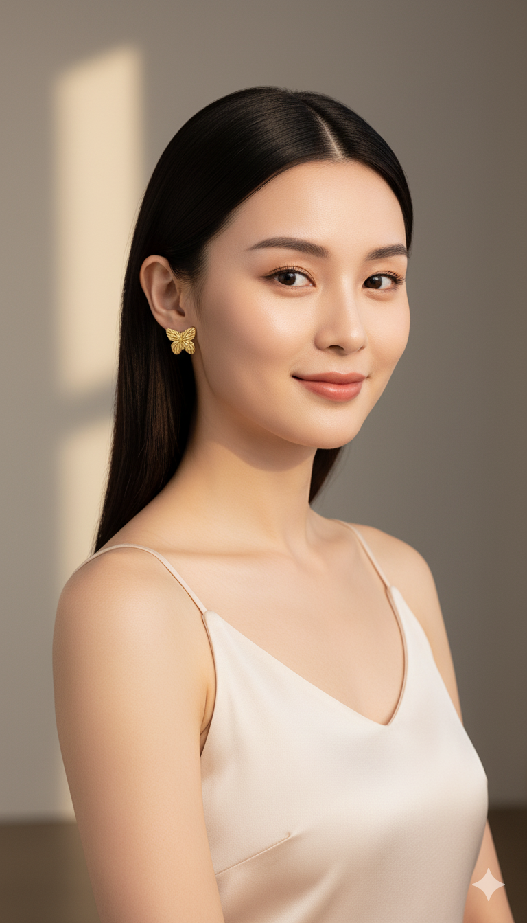 Tiny Gold Butterfly Stud Earrings