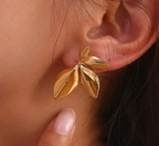 Glossy Leaf Earrings - ORYX TREND EaringElegant Gold-Plated Leaf Earrings: Dainty Leaf-Shaped Drop Earrings for WomenDefault Title#