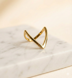 Gold Chevron V-Shape Ring - Minimalist Stacking Jewelry