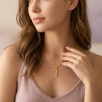 Gold Cross Necklace - ORYX TREND NecklaceClassic Gold Cross Pendant Necklace Elevate your everyday style with this beautifully crafted gold cross necklace. Featuring a sleek, high-polish finish and a minimalist design, this piece offers a timeless symbol of faith and grace. Suspended from a delicate yet durable cable chain, it’s the perfect accessory for layering or wearing alone as a sophisticated statement piece.Default Title#