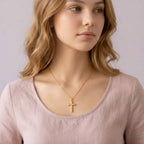Gold Cross Necklace - ORYX TREND NecklaceClassic Gold Cross Pendant Necklace Elevate your everyday style with this beautifully crafted gold cross necklace. Featuring a sleek, high-polish finish and a minimalist design, this piece offers a timeless symbol of faith and grace. Suspended from a delicate yet durable cable chain, it’s the perfect accessory for layering or wearing alone as a sophisticated statement piece.Default Title#