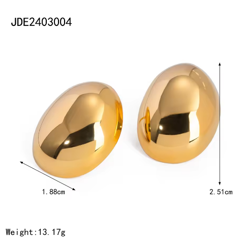 Chunky Polished Gold Dome Studs - ORYX TREND EaringBold, voluminous oval or egg-shaped stud earrings with a high-shine, highly polished gold finish.Default Title#