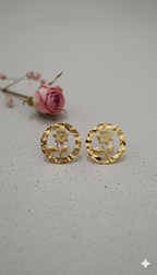 Gold Edelweiss Flower Stud Earrings