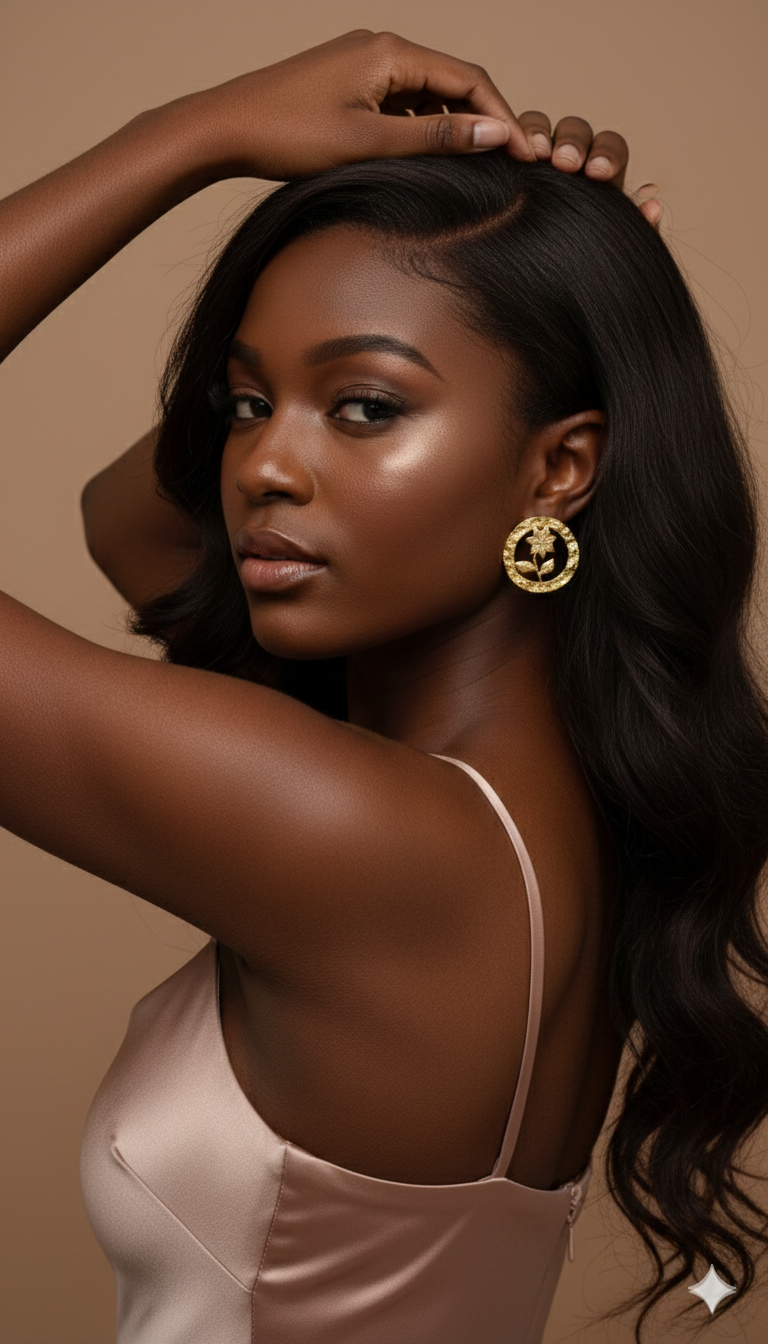 Gold Edelweiss Flower Stud Earrings