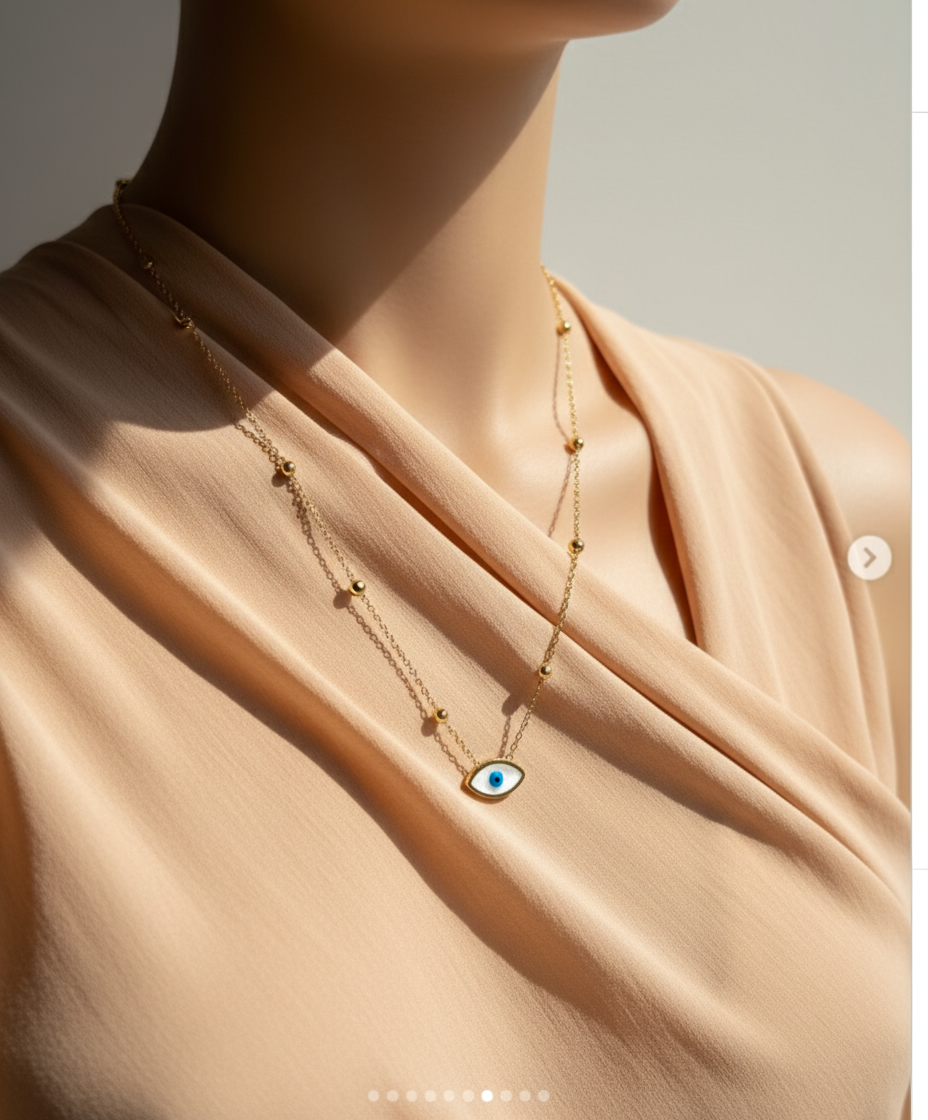 Gold Evil Eye Necklace | 18K Gold Plated Evil Eye Pendant Necklace