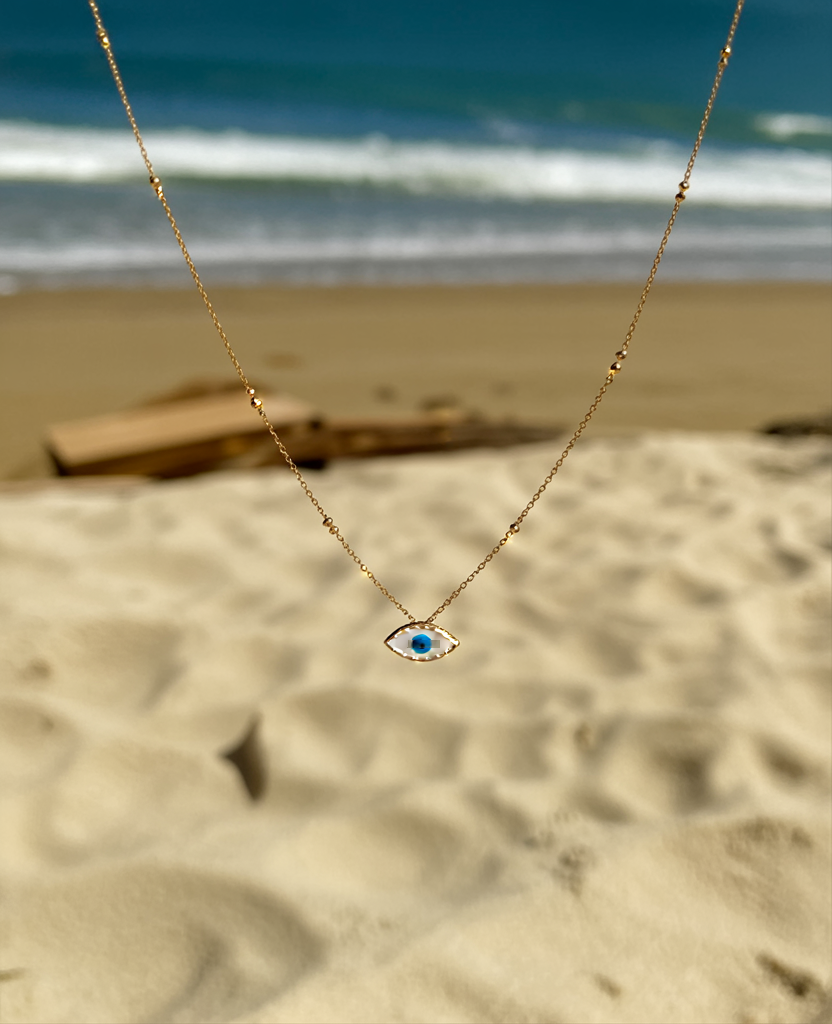 Gold Evil Eye Necklace | 18K Gold Plated Evil Eye Pendant Necklace