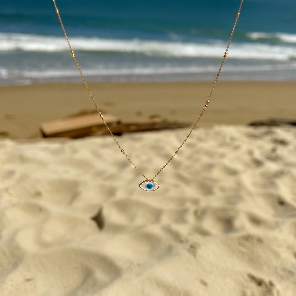 Gold Evil Eye Necklace | 18K Gold Plated Evil Eye Pendant Necklace